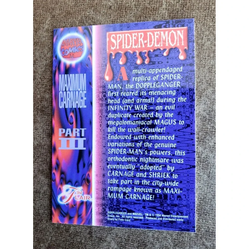 VTG 1994 FLAIR MARVEL ANNUAL #NNO SPIDER-DEMON MAXIMUM CARNAGE Card 137 PART III